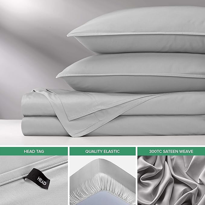 Pure Bamboo Full Sheets, Genuine 100% Organic Viscose Derived from Bamboo Bed Sheet Set, Luxuriously Soft & Cooling, Double Stitching, 2 Year Quality Promise (Full, Silver Pearl)