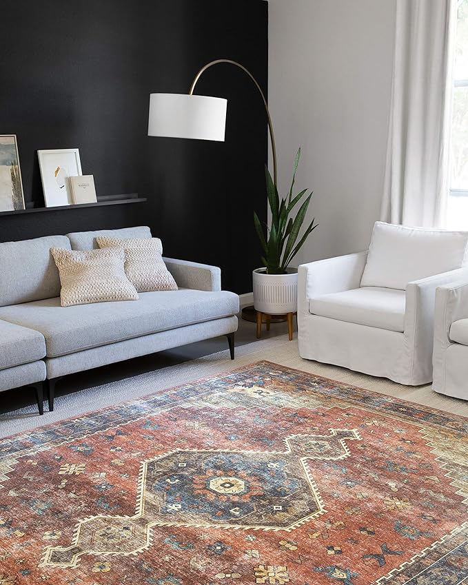Loloi Skye Collection SKY-11 Rust/Blue 7' x 9' Oval Area Rug