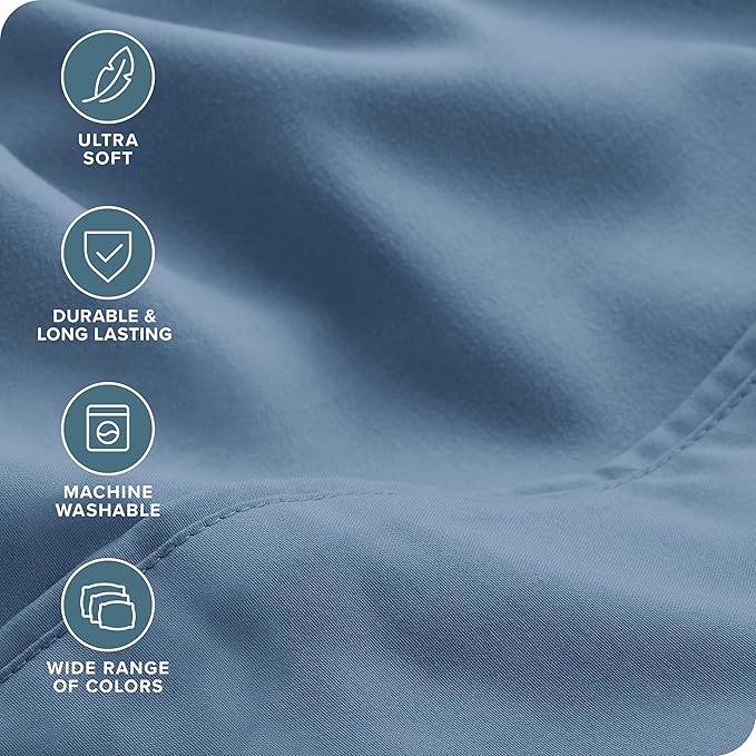 Bare Home Hotel Luxury Full XL Sheet Set, Extra Soft, 6 Piece Set, Deep Pockets, Easy Fit, Cooling & Breathable, Wrinkle, Fade, Stain Resistant, Includes 4 Pillowcases (Full XL, Coronet Blue)