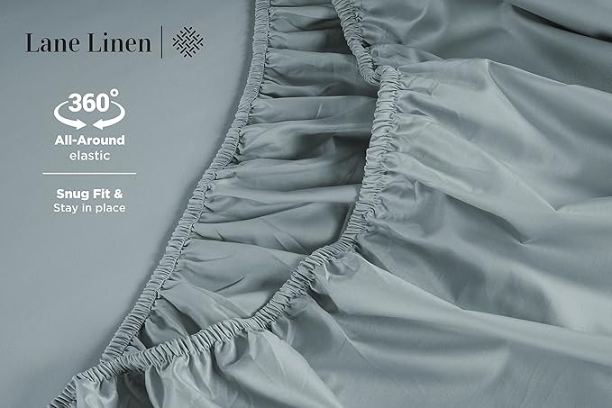 LANE LINEN King Bed Sheets – 600 Thread Count Long-Staple 100% Cotton King Size Bed Sheets, Hotel Luxury Soft Silky Sateen Weave, Durable for Daily Use, Fully Elasticized 15" Deep Pocket – Blue