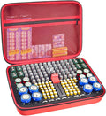 Battery Organizer Case, 150+ Batteries Storage Holder Container with Tester. Garage Organization Box for AA AAA 9V C D Lithium 3V LR44 CR2016 CR1632 CR2032 CR2025 (Not Includes Battery Pack) -Red
