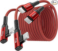 USB C Cable [2Pack, 10ft] 240W Fast Charging Type C Cord, Nylon Braided USB 2.0 Cable for iPhone 17 16 15 Pro Plus Pro Max Air, iPad Pro, Samsung Galaxy S24 S23, Switch, MacBook Pro, Pixel-Red