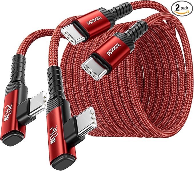 USB C Cable [2Pack, 10ft] 240W Fast Charging Type C Cord, Nylon Braided USB 2.0 Cable for iPhone 17 16 15 Pro Plus Pro Max Air, iPad Pro, Samsung Galaxy S24 S23, Switch, MacBook Pro, Pixel-Red