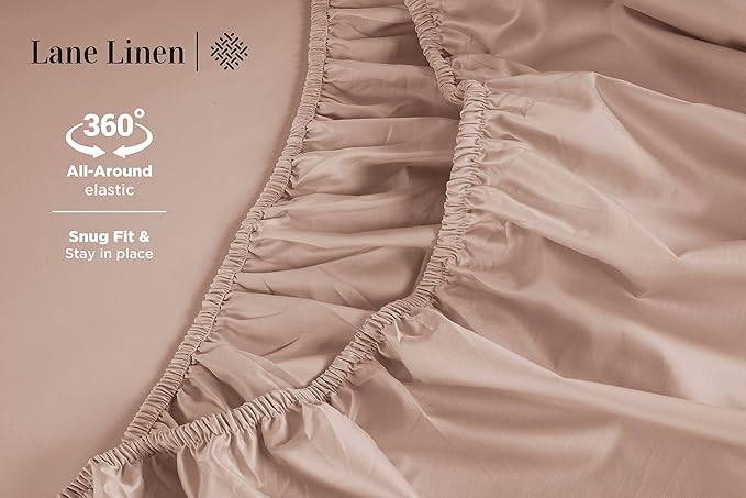 LANE LINEN 600 Thread Count 100% Mercerized Cotton Twin Bed Sheets Set - Machine Wash, Soft & Comfy Hotel Like Thick Rose Bedding Set, Cotton Bedding Sheets & Pillowcases - Sepia Rose