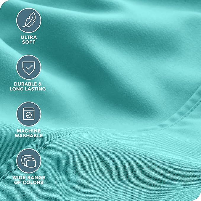Bare Home Hotel Luxury Twin Sheet Set, Extra Soft - 4 Piece Set - Deep Pockets - Easy Fit - Cooling & Breathable - Wrinkle, Fade, Stain Resistant - Includes 2 Pillowcases (Twin, Turquoise)