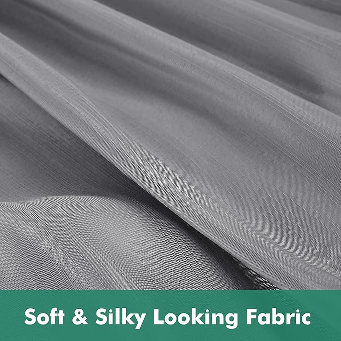 Biscaynebay Wrap Around Bed Skirts with Split Corners for Full Beds 14" Drop, Silver Grey Elastic Dust Ruffles Adjustable Easy Fit Wrinkle & Fade Resistant Silky Luxurious Fabric Machine Washable