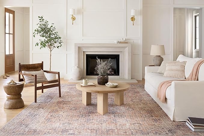 Loloi Skye Collection SKY-01 Blush/Grey 7' x 9' Oval Area Rug