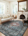 Loloi Margot Collection MAT-05 Ocean/Brick 2'-3" x 3'-9" Accent Rug feat. CloudPile, No-Shed Easy Clean Large Patterned Area Rug for Living Room, Bedroom, Dining Area