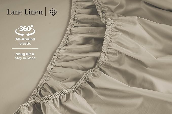 LANE LINEN 100% Cotton Twin Sheets Set- 600 Thread Count Mercerized Cotton Sheets Twin Size for Smooth Silky Finish, Ultra Soft & Comfy Hotel Like Think Twin Size Sheets Set - Linen