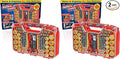 Ontel Battery Organizer with Tester | Stores 180 Batteries | Clear Locking Lid | As Seen On TV | Pack of 2
