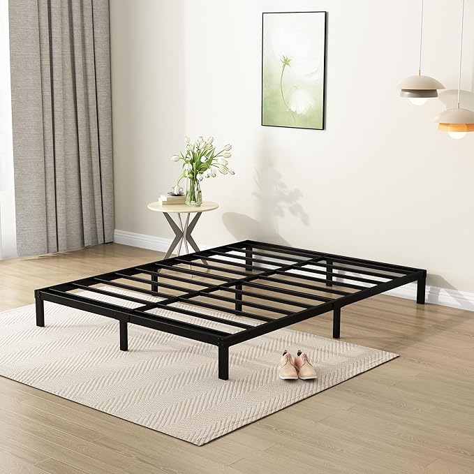 9 Inch Full Size Bed Frame Heavy Duty Low Profile Metal Platform No Box Spring Needed Mattress Foundation, Easy to Assembly, Noise Free, Black