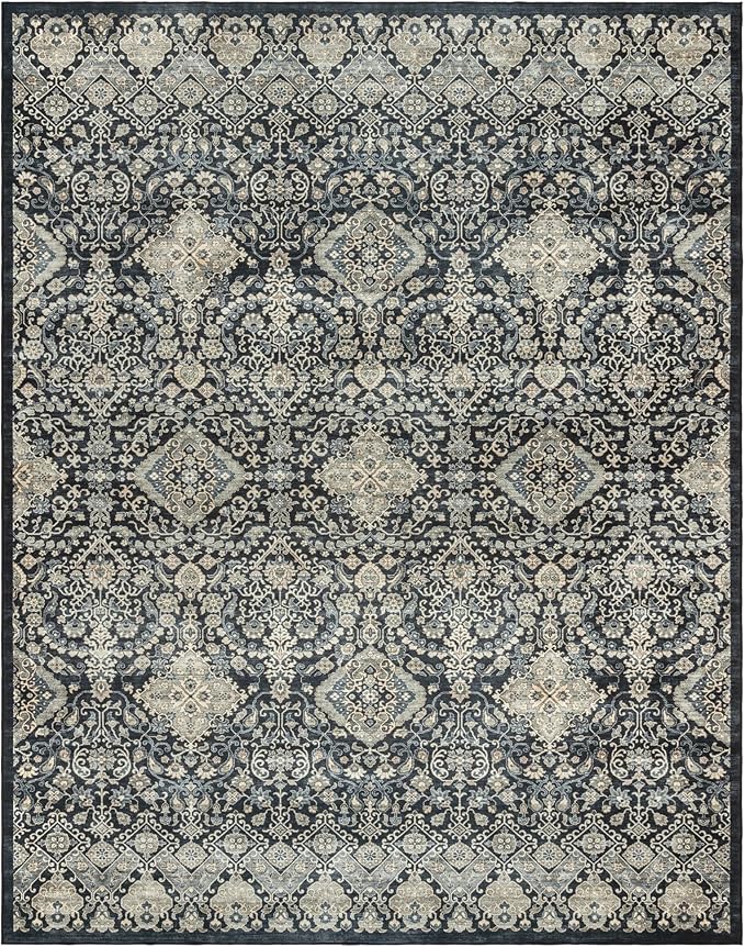 Gertmenian Indoor Boho Accent Rug - 3x5 Small, Non Slip, Super Strong, Ideal for High Traffic Areas in Bedroom, Living Room, Kitchen - Tanis, Anthrocite, 28526