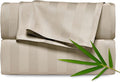 Pure Bamboo King Sheets, Genuine 100% Organic Viscose Derived from Bamboo Bed Sheet Set, Luxuriously Soft & Cooling, Double Stitching, 2 Year Quality Promise (King, Jacquard Sand)