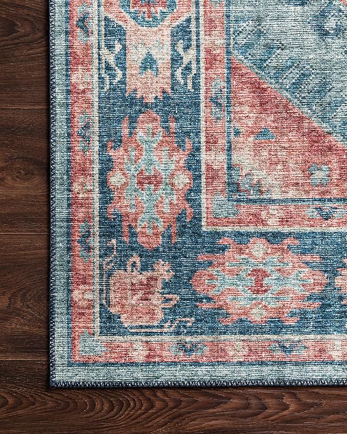 Loloi II Skye Collection SKY-03 Turquoise/Terracotta 5'-0" x 7'-6" Area Rug
