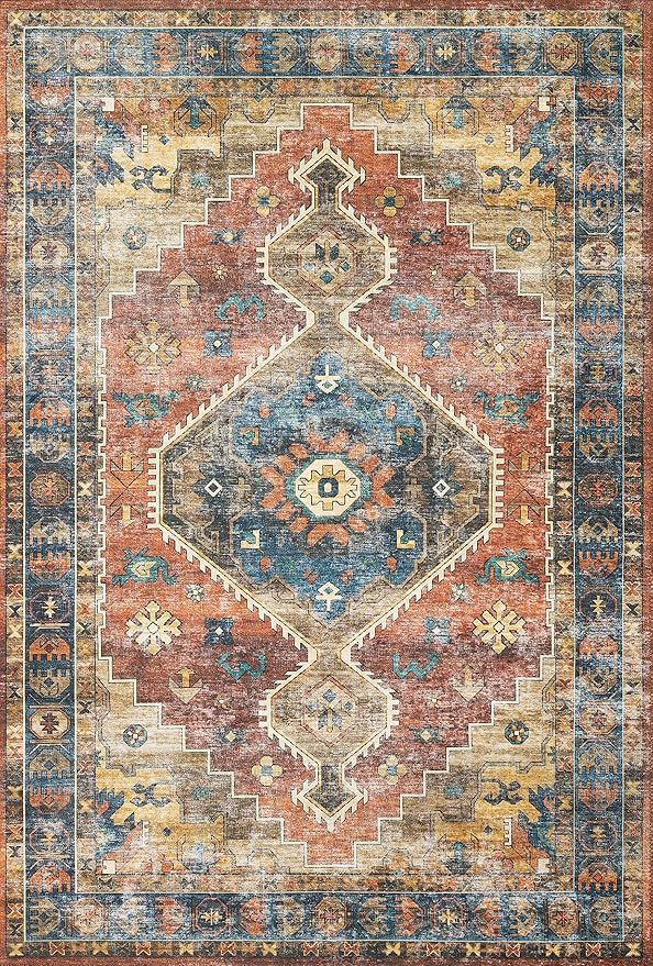 Loloi Skye Collection SKY-11 Rust/Blue 7' x 9' Oval Area Rug