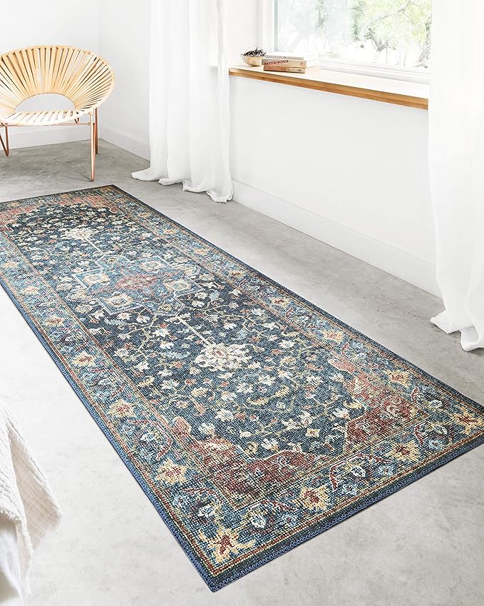 Loloi II Skye Collection SKY-08 Denim/Brick 2'-6" x 7'-6" Runner Rug