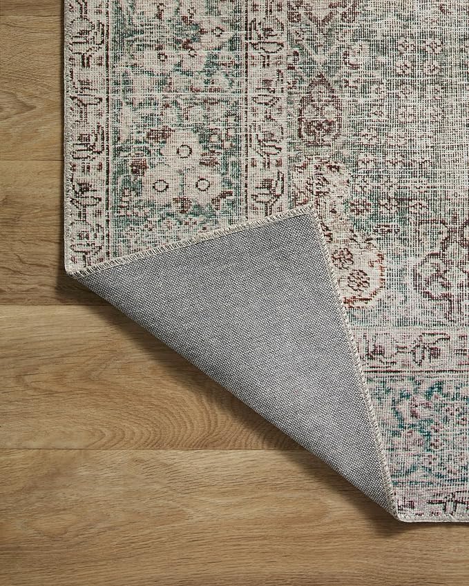 Loloi Chris Loves Julia Jules Collection JUL-08 Emerald/Antique Ivory 2'-6'' x 12'-0'', .13" Pile Height, Runner Rug