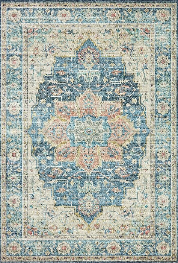 Loloi Skye Collection SKY-12 Ocean/Multi 6'-0" x 6'-0" Round Area Rug