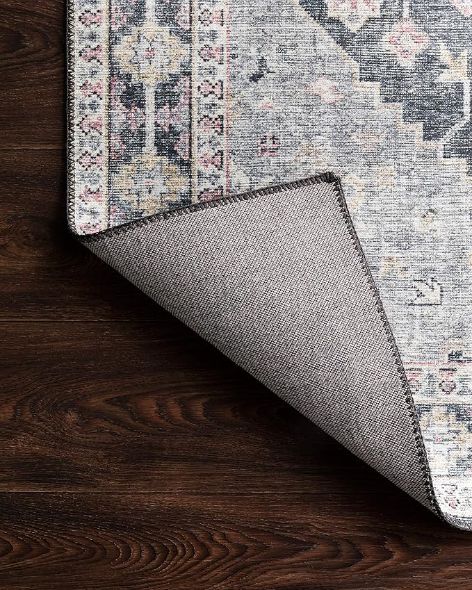 Loloi Skye Collection SKY-02 Charcoal/Multi 8'-0" x 8'-0" Round Area Rug