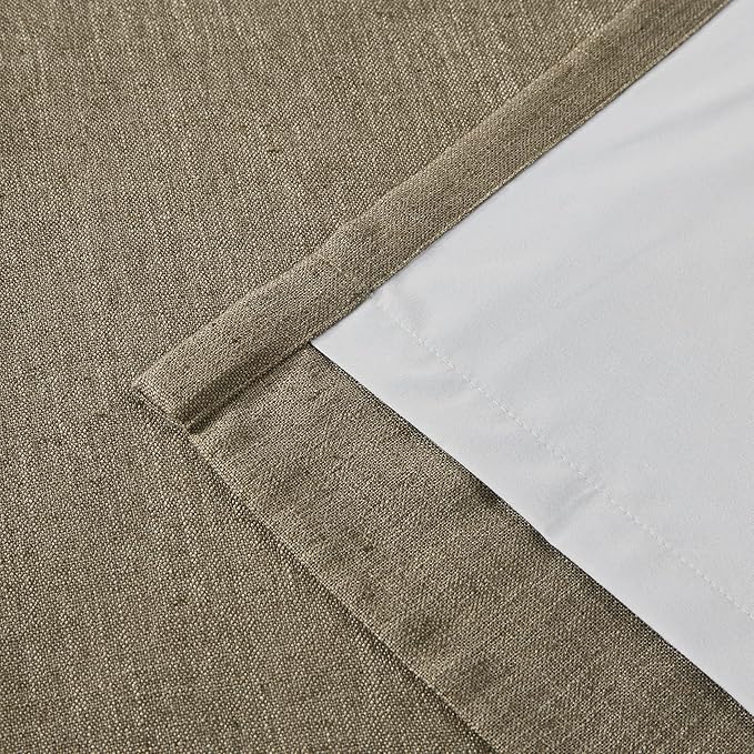 Vision Home Brown Linen Full Blackout Curtains 108 inch for Bedroom Living Room Darkening Soundproof Window Panels 9FT Thermal Insulated Rod Pocket Back Tab Farmhouse Drapes 56" Wx108 Lx2