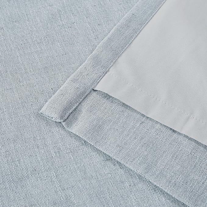 Vision Home Blue Fog Linen Full Blackout Curtains for Bedroom Living Room Darkening Soundproof Window Panels 102 inch Thermal Insulated Rod Pocket Back Tab Linen Blue Drapes 56" Wx102 Lx2