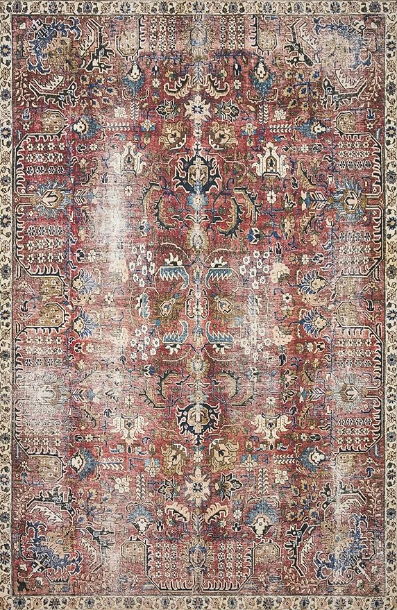 Loloi Chris Loves Julia Jules Collection JUL-01 Merlot/Multi 5'-0'' x 7'-6'', .13" Pile Height, Area Rug