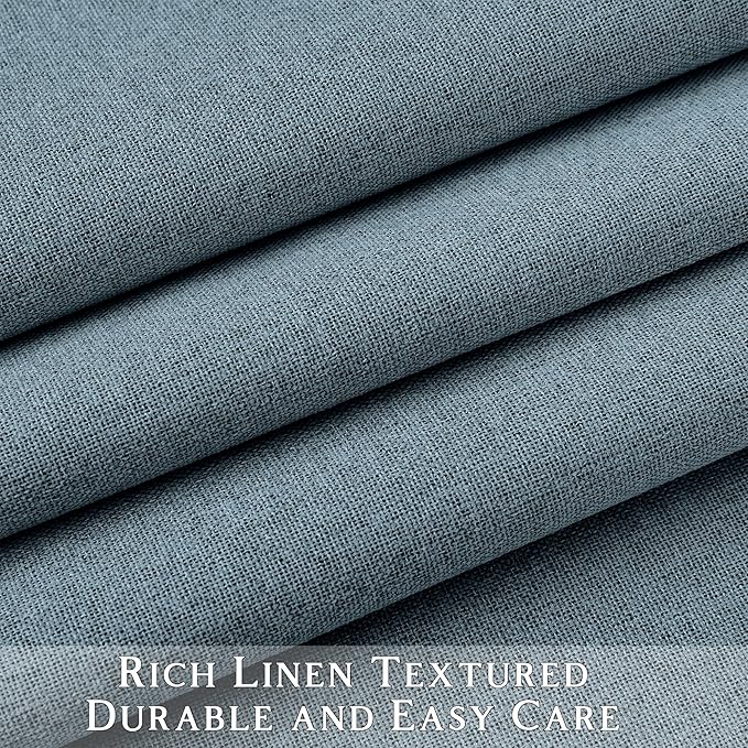 ChrisDowa 100% Blackout Blue Solid Curtains 63 Inches Long 2 Panels for Bedroom Living Room,Farmhouse Room Darkening Thermal Insulated Soundproof Grommet Top Window Treatment Drapes,52x63