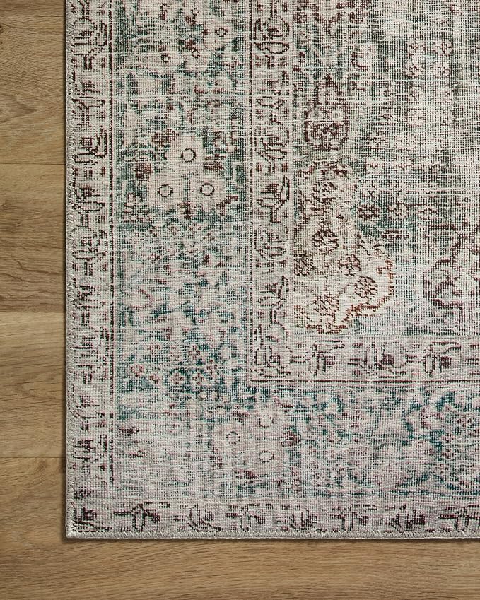 Loloi Chris Loves Julia Jules Collection JUL-08 Emerald/Antique Ivory 7'-6'' x 9'-6'', .13" Pile Height, Area Rug