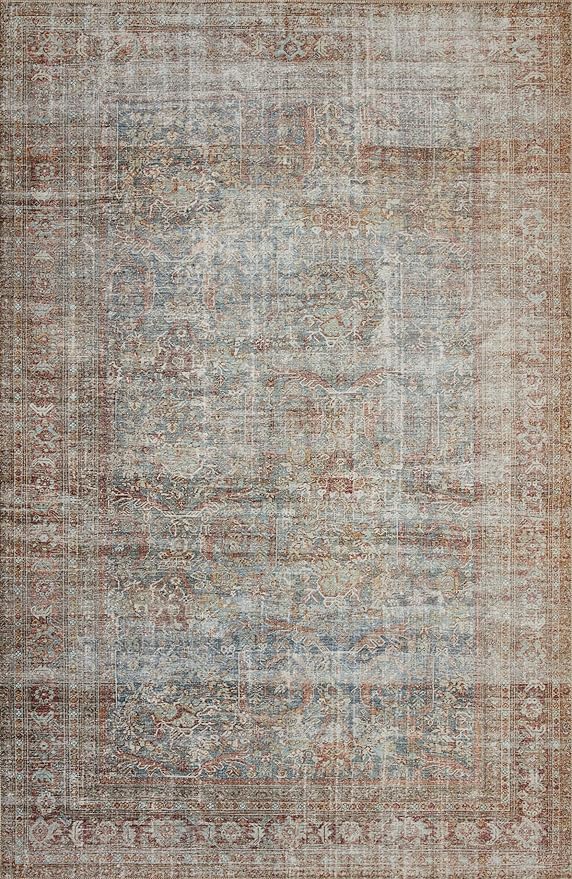 Loloi Chris Loves Julia Jules Collection JUL-05 Lagoon/Brick 2'-6'' x 12'-0'', .13" Pile Height, Runner Rug
