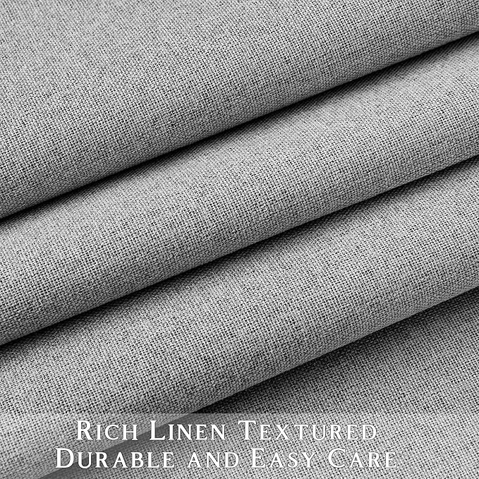 ChrisDowa 100% Blackout Grey Solid Curtains 45 Inches Long 2 Panels for Bedroom Living Room,Farmhouse Room Darkening Thermal Insulated Soundproof Grommet Top Window Treatment Drapes,52x45