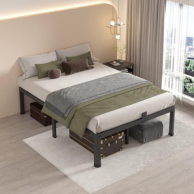 MAF 12 Inch King Metal Platform Bed Frame with Round Corner Legs, Mattress Slide Stopper, 3000 LBS Heavy Duty Steel Slats Support, No Box Spring Needed, Noise Free