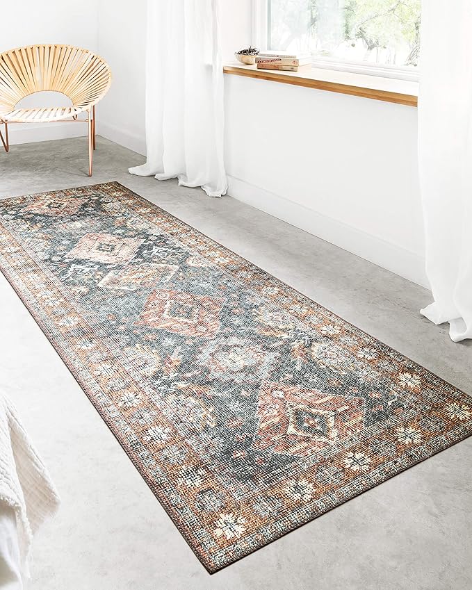 Loloi Skye Collection SKY-10 Sea/Rust 6'-0" x 6'-0" Round Area Rug