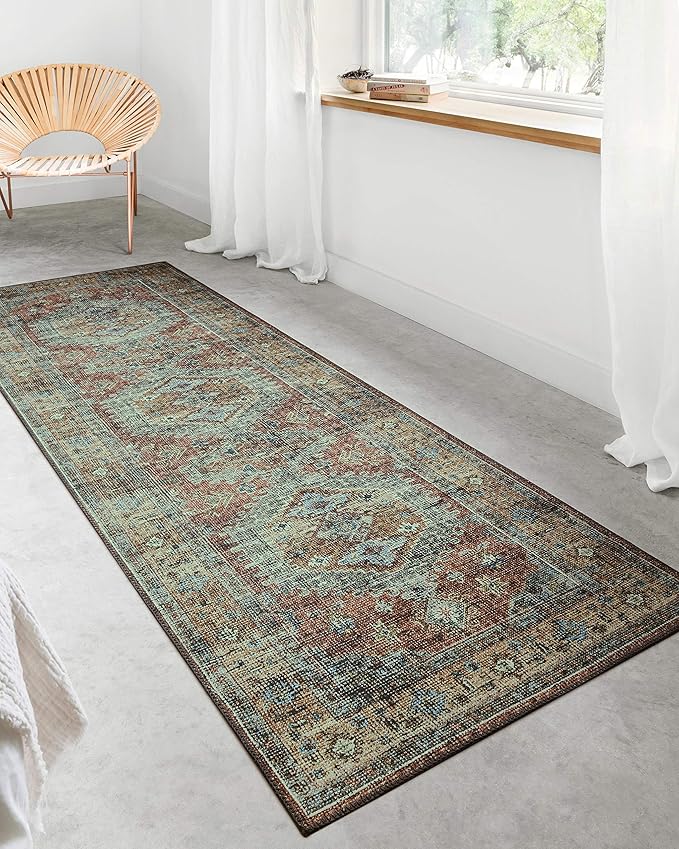 Loloi Skye Collection SKY-07 Terracotta/Sky 8'-0" x 8'-0" Round Area Rug