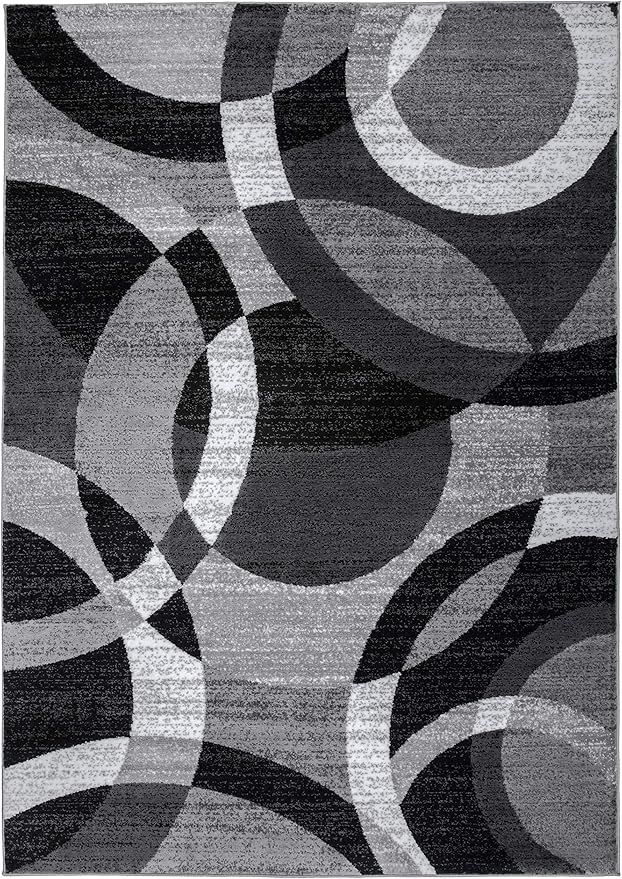 Rugshop Contemporary Abstract Circles Perfect for high Traffic Areas of Your Living Room,Bedroom,Home Office,Kitchen Area Rug 6'6" x 9' Gray