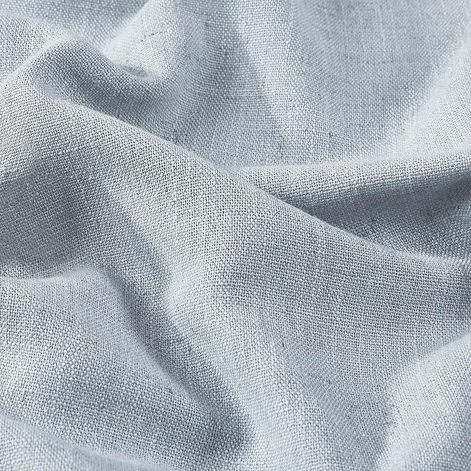 Vision Home Blue Fog Linen Full Blackout Curtains 90 inch Long for Bedroom Living Room Darkening Soundproof Window Panels Thermal Insulated Rod Pocket Back Tab Neutral Drapes 56" Wx90 Lx2