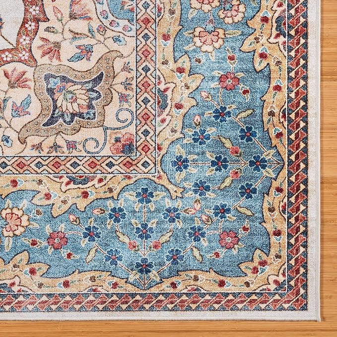 Gertmenian Indoor Boho Area Rug - 6x9 Medium, Non Slip, Super Strong, Ideal for High Traffic Areas in Bedroom, Living Room, Kitchen - Dainty Medallion, Multi, 24533