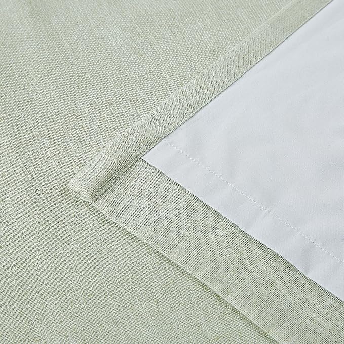Vision Home Green Linen Full Blackout Curtains 120 inch for Bedroom Living Room Darkening Soundproof Window Panels Thermal Insulated Rod Pocket Back Tab Neutral Drapes 10FT 56" Wx120 Lx2