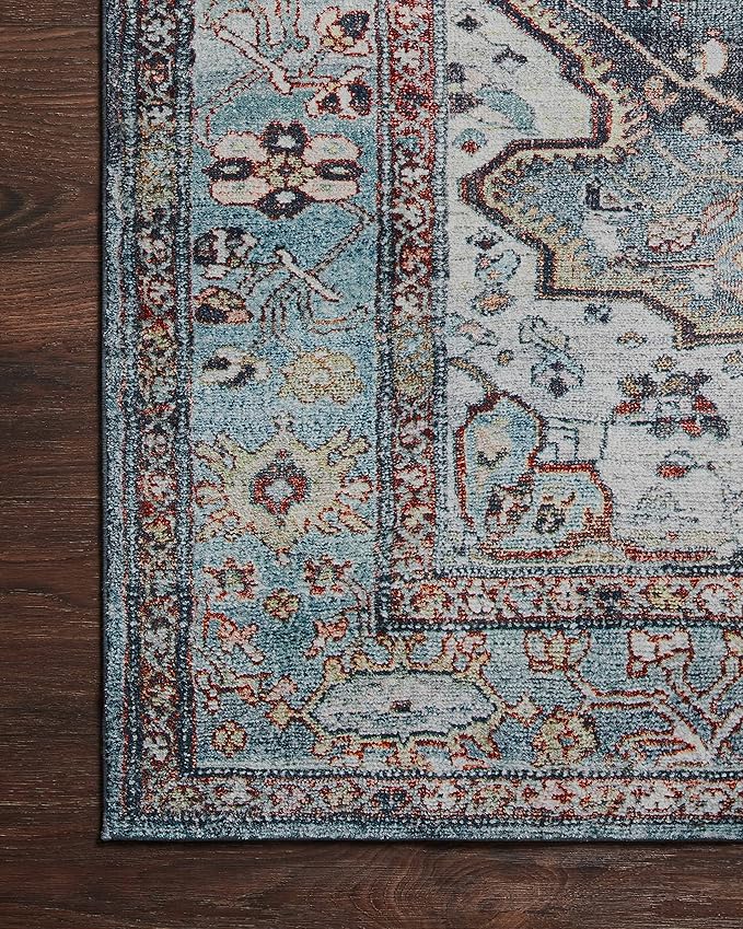 Loloi Margot Collection MAT-05 Ocean/Brick 2'-6" x 9'-6" Runner Rug feat. CloudPile, No-Shed Easy Clean Large Patterned Area Rug for Living Room, Bedroom, Dining Area
