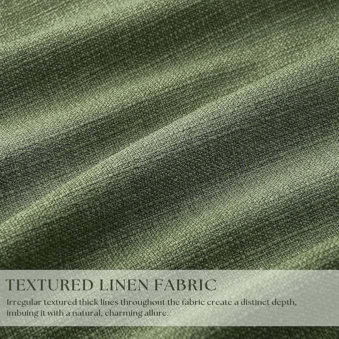 Extra Long Blackout Pleated 108 Inch Curtains Floor Ceiling 2 Panels Set for Living Room Memory Trained Pinch Pleat 100% Black Out Dual Layer Olive Green Soundproof Thermal Insulated Linen Curtains