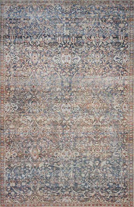Loloi Chris Loves Julia Jules Collection JUL-06 Denim/Spice 3'-6'' x 5'-6'', .13" Pile Height, Accent Rug