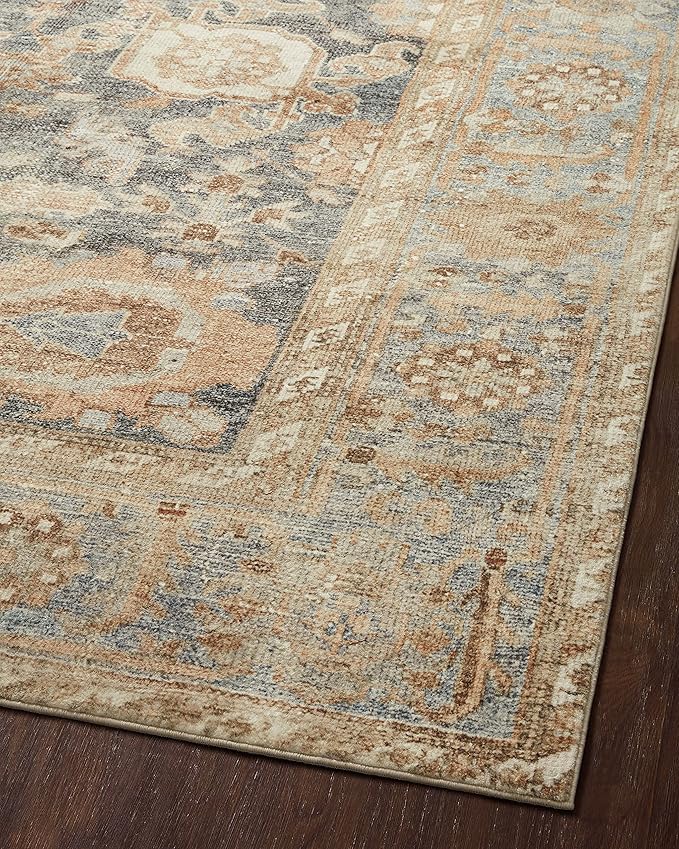 Loloi Margot Collection MAT-03 Ocean/Spice 2'-0" x 5'-0" Accent Rug feat. CloudPile, No-Shed Easy Clean Large Patterned Area Rug for Living Room, Bedroom, Dining Area
