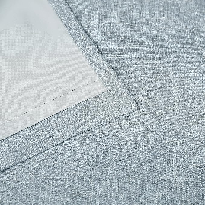 Vision Home Chambray Blue Full Blackout Curtains for Bedroom Living Room Darkening Window Treatment Panels Thermal Insulated Rod Pocket Back Tab Modern Soundproof Blue Drapes 2 Panels 50" Wx108 L